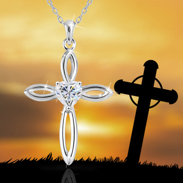 S925 Moissanite Cross Necklace Women