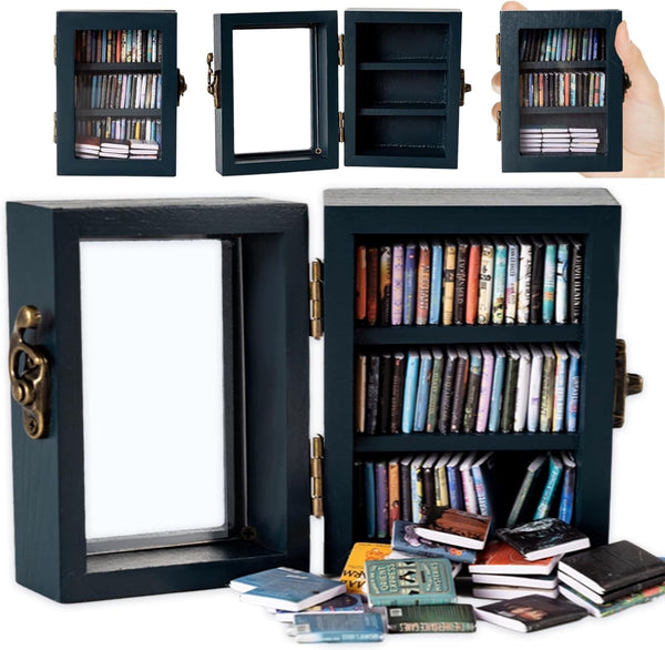 Mini Anxiety Bookshelf – 65 Mini-Book Display Stand, Unique Gift for Book Lovers