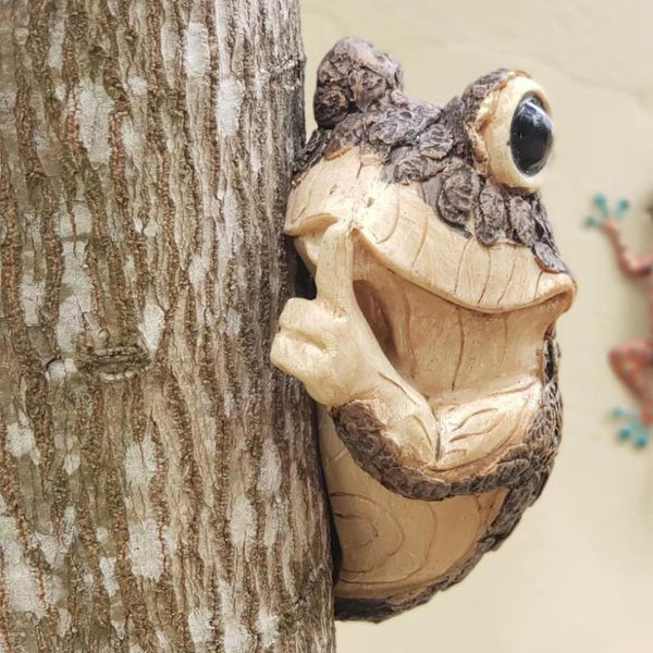 Keep Quiet Frog Tree Peeker – Adorable Garden & Yard Decoration Statue