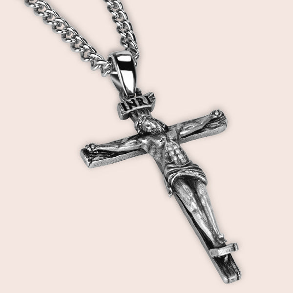 Sterling Silver Vintage Jesus Crucifix Necklace