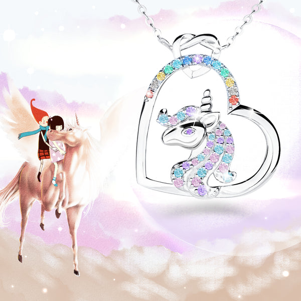 S925 Unicorn Girls Heart Necklace