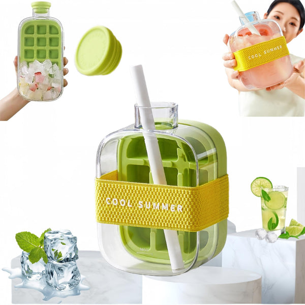 🧊2 in 1 Zero Touch Press Ice Cube Mold Water Bottle